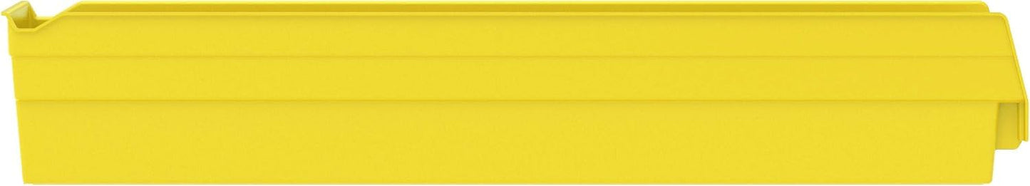 Akro-Mils 30124 Heavy Duty Plastic Shelf Bins, 24"x 4"x 4", Yellow, 12-Pack