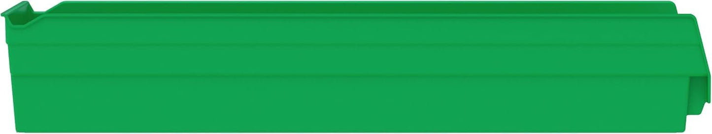 Akro-Mils 30164 Heavy Duty Plastic Shelf Bins, 24"x 6.5"x 4", Green, 6-Pk