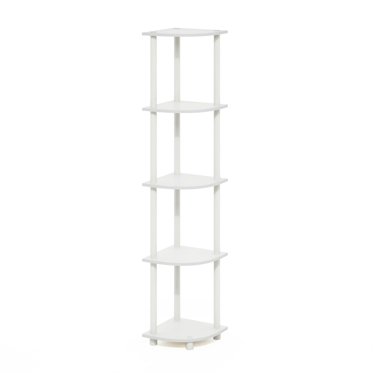 Furinno Turn-N-Tube Corner Shelf, 5-Tier Corner Bookshelf, Open Storage Shelves, for Organization