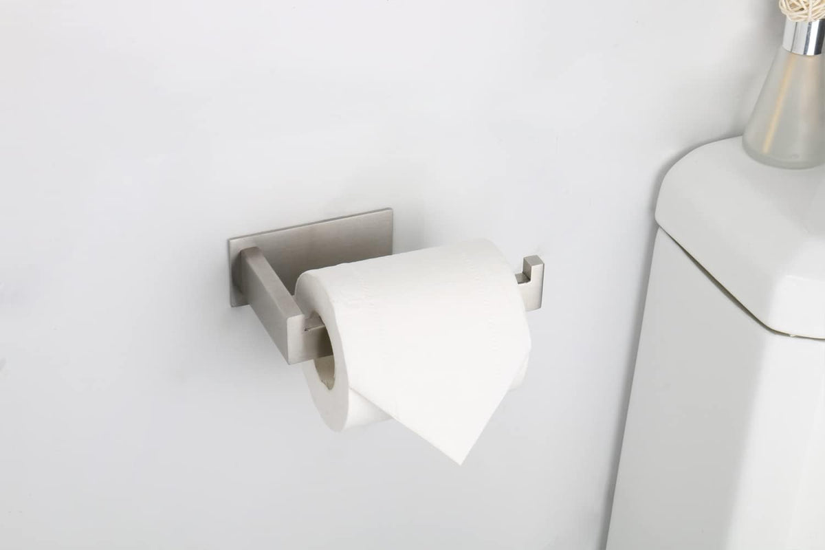 Toilet Paper Holder, Self Adhesive Tissue Holder Stainless Steel Rustproof Paper Roll Holder, No
