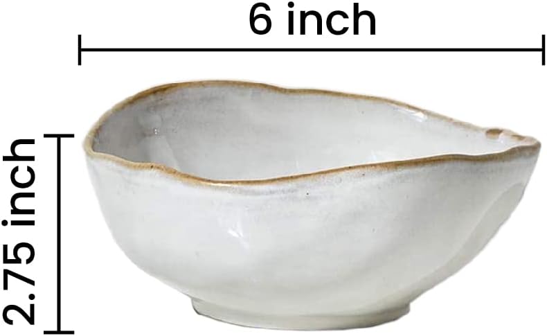 Serene Spaces Living Small Free-Form Edge Glazed Ceramic Bowl, Centerpiece for Vintage Weddings
