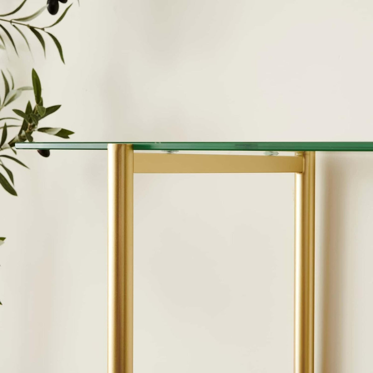 Glass Console Table for Living Room, Foyer & Entrance, 2-Tiers Mid-Century Modern Sofa Table with