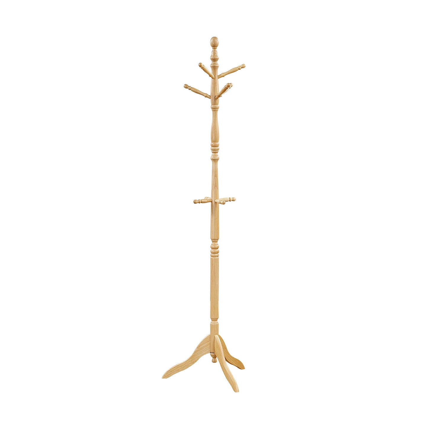 Lexicon Wooden Coat Rack Stand, 3-Tier, 10 Hanging Hooks, Natural