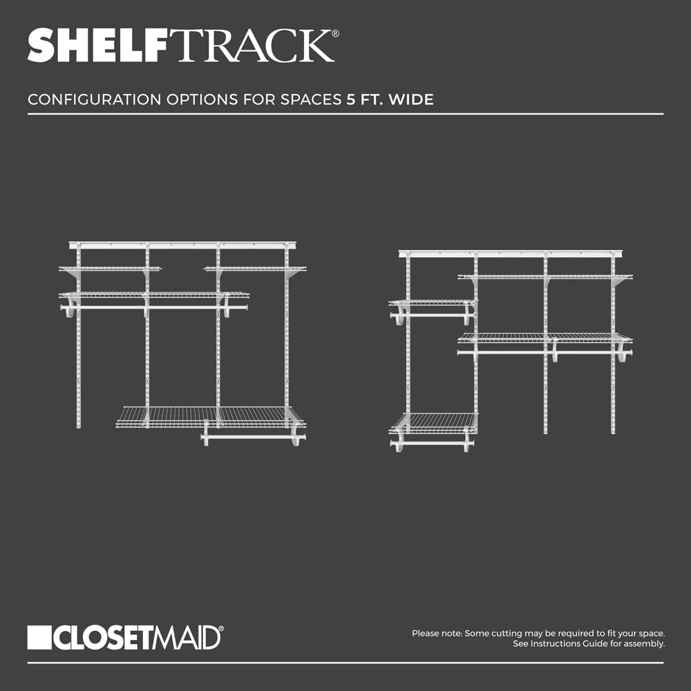 ClosetMaid ShelfTrack Wire Closet Organizer System, Adjustable from 4 to 6 Ft., With Shelves