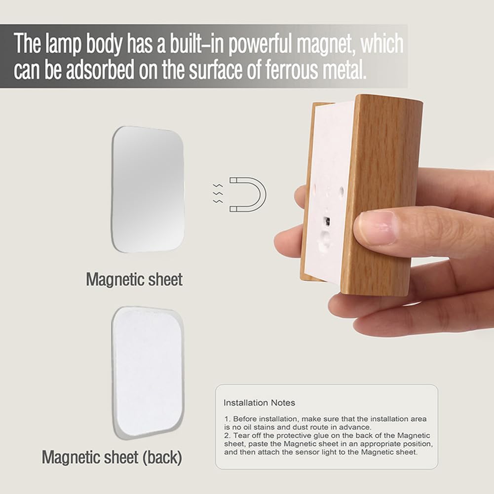 LANDGOO White Ash Wood Night Light Step Light - Smart Motion Sensor Stair Lighting, Rechargeable