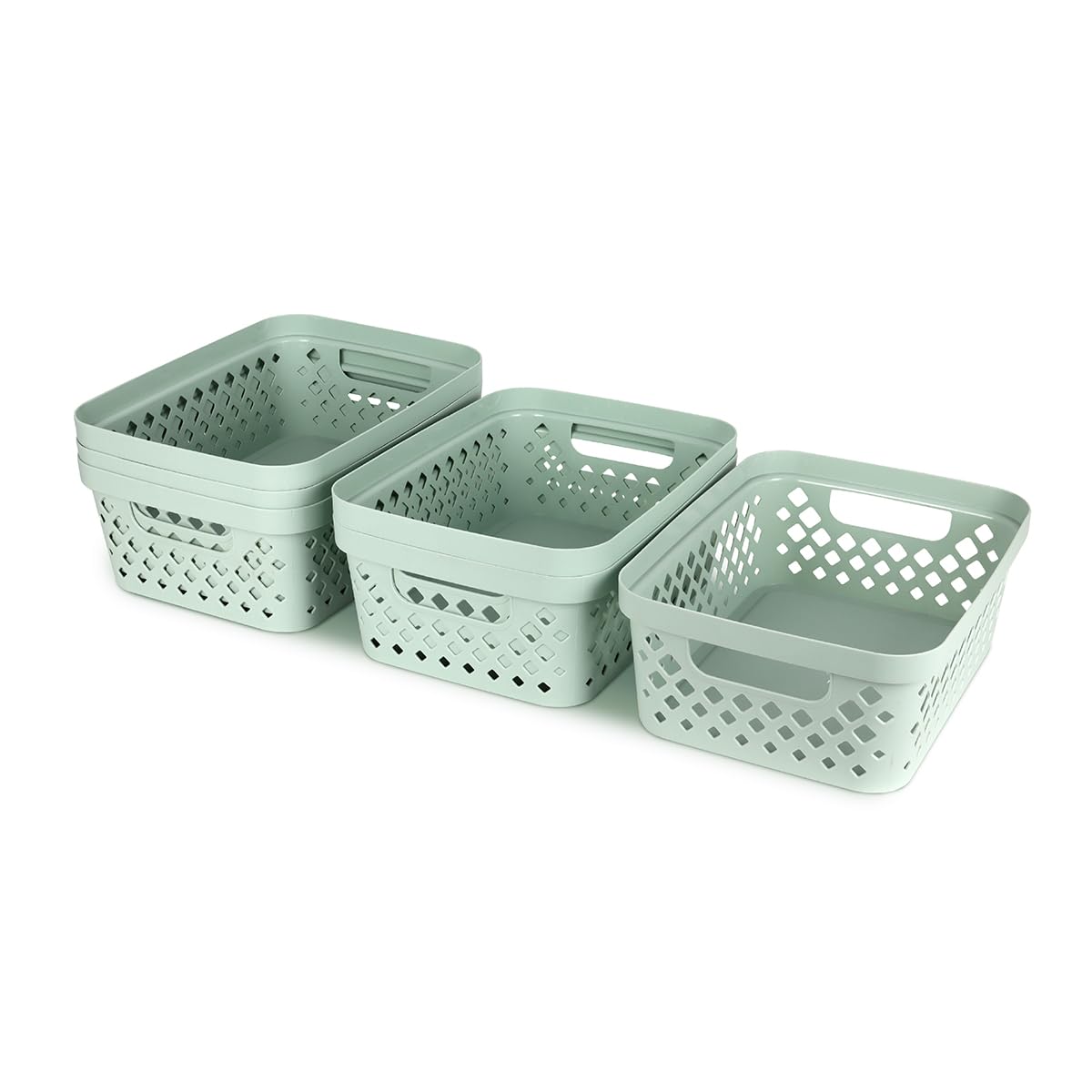 Glad Plastic Storage Basket Set, Value Pack of 6 | Open Storage Bins for Shelves, Bathroom, Pantry