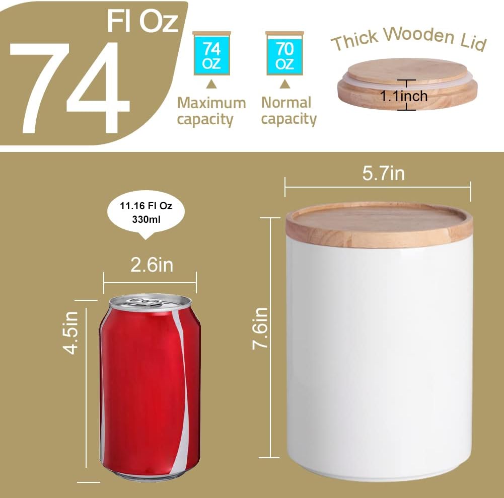 Sweejar Kitchen Canisters Ceramic Food Storage Jar, Stackable Containers with Airtight Seal Wooden