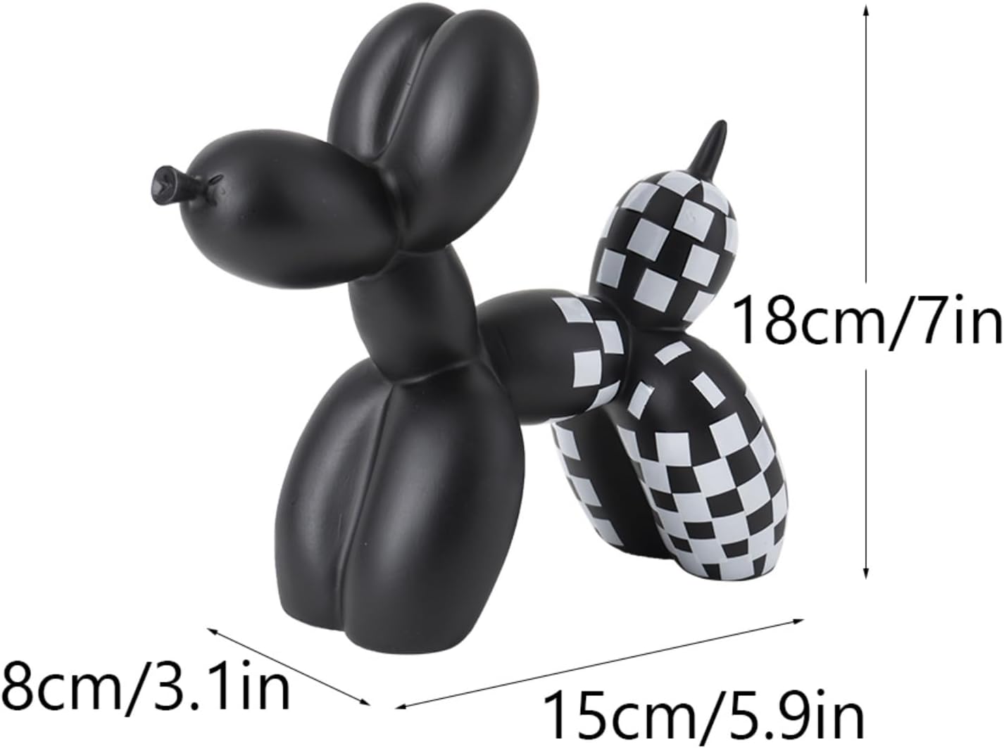 Vilead Resin Balloon Dog Statue with Checkered Pattern,Modern Home Decoration Trendy Animal Art