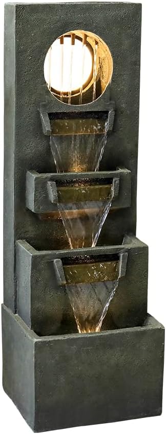 Naturefalls 39.3” H Modern Outdoor Fountain - 4-Tiered Outdoor Garden Fountains with Contemporary