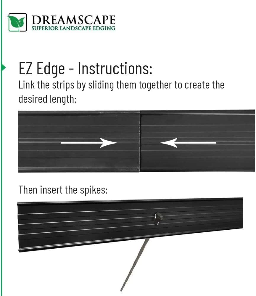 Dreamscape E-Z Edge Aluminum Landscape Edging - 12 Strips, 6ft Each (72ft Total), Black