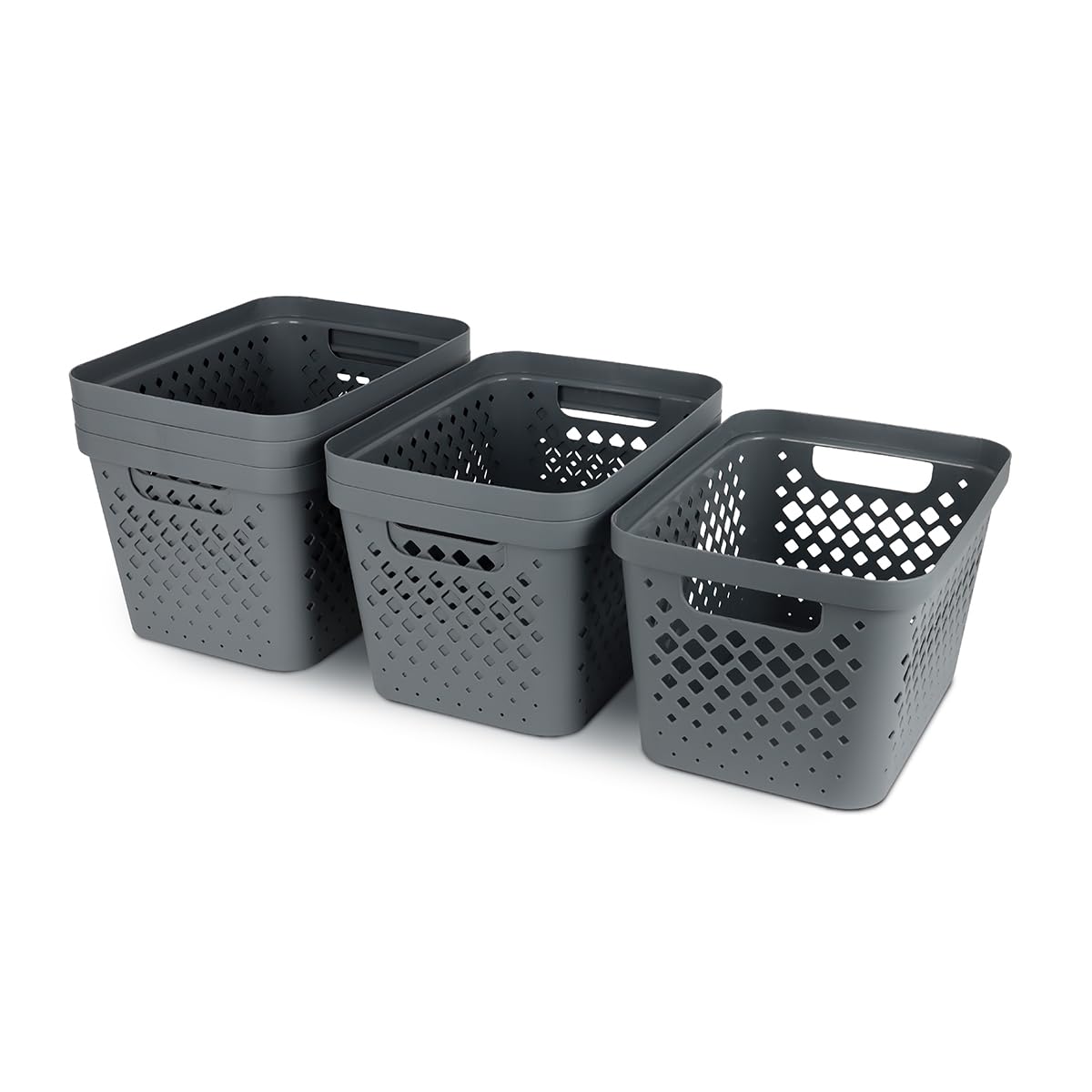 Glad Plastic Storage Basket Set, Value Pack of 6 | Open Storage Bins for Shelves, Bathroom, Pantry