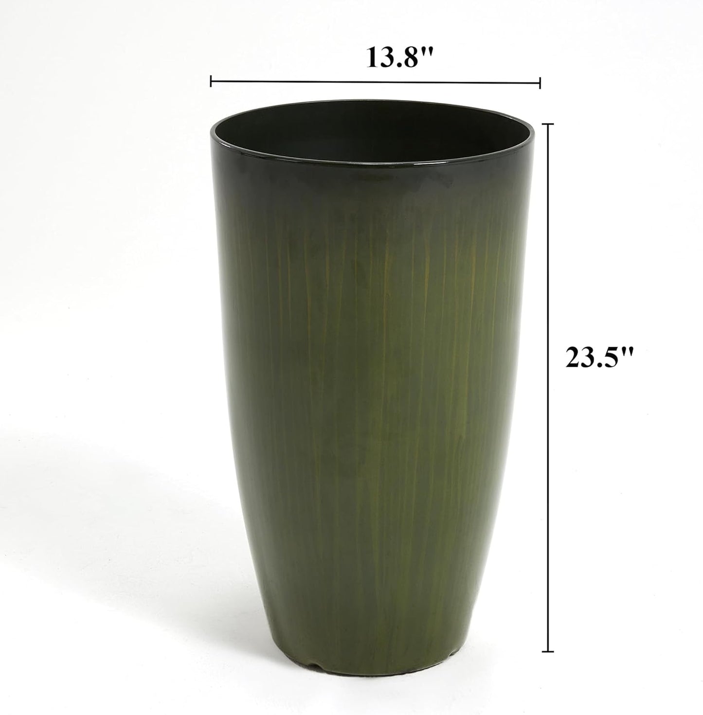 Worth Garden 23.5" H. Large Plastic Planters - Set of 2 Gradient Green Glossy Smooth Finish - Tall