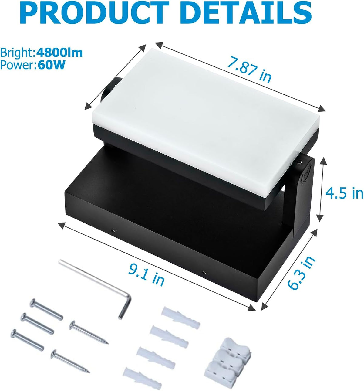 3CCT LED Outdoor Wall Lights, 4800LM, 360° Adjustable, 3 Color Modes, IP66 Waterproof, Security