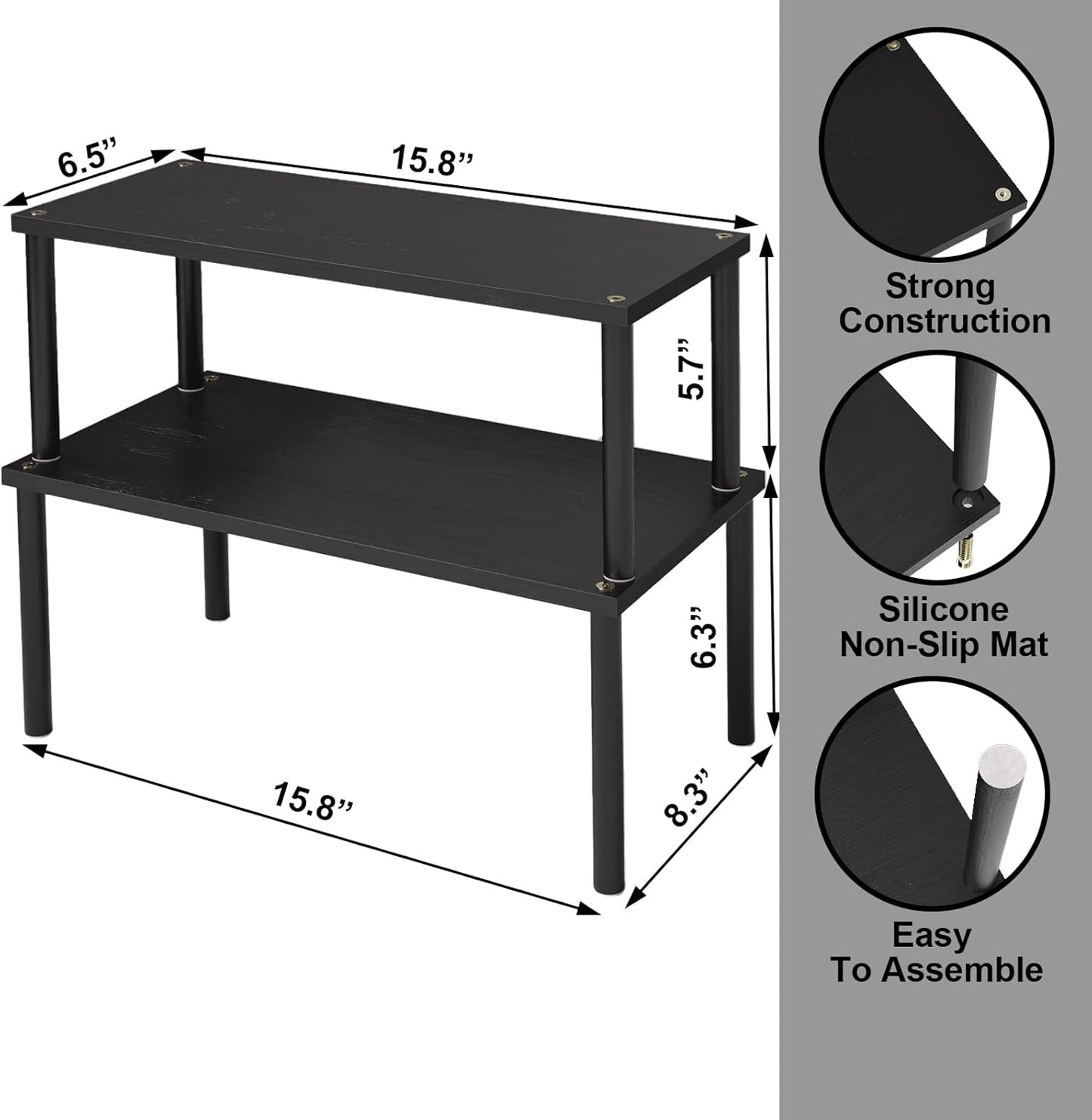 Cabinet Organizer Shelf(Set of 2),Kitchen Counter Shelves,Bamboo Spice Rack Countertop and