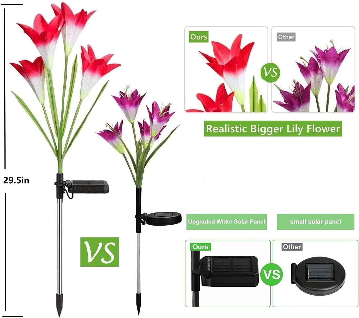 Solar Lights Outdoor Waterproof, 4 Pack Garden Decor Lights, 16 Multi-Color Changing Lily Solar