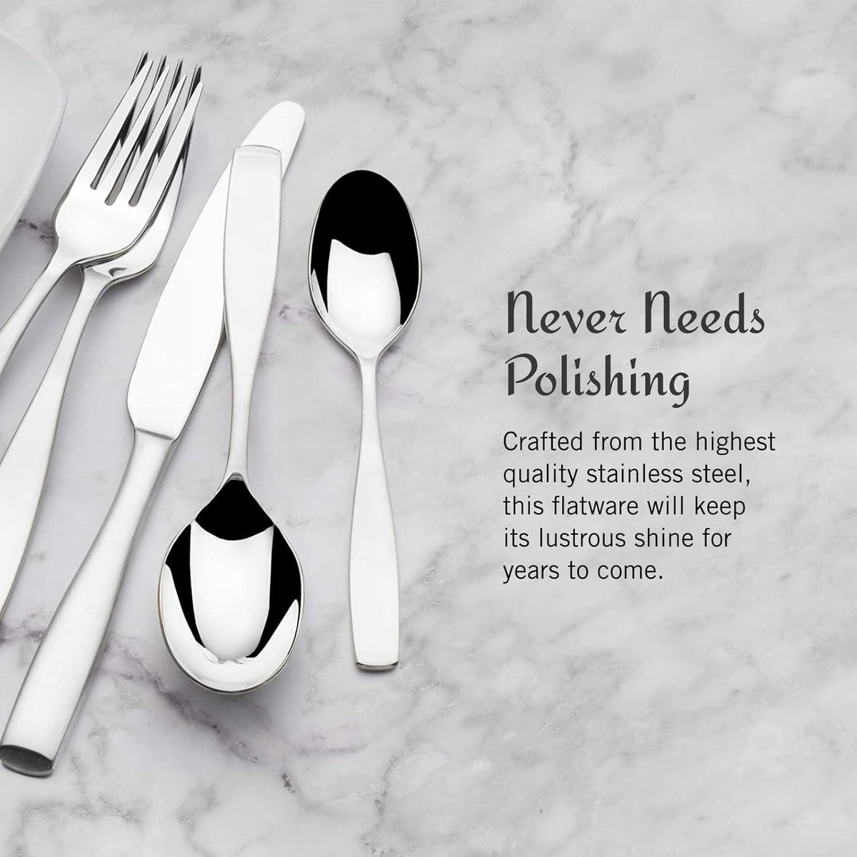 Mikasa Satin Loft 65-Piece Flatware Set for 12, 18/10 Stainless Steel Silverware with Forks