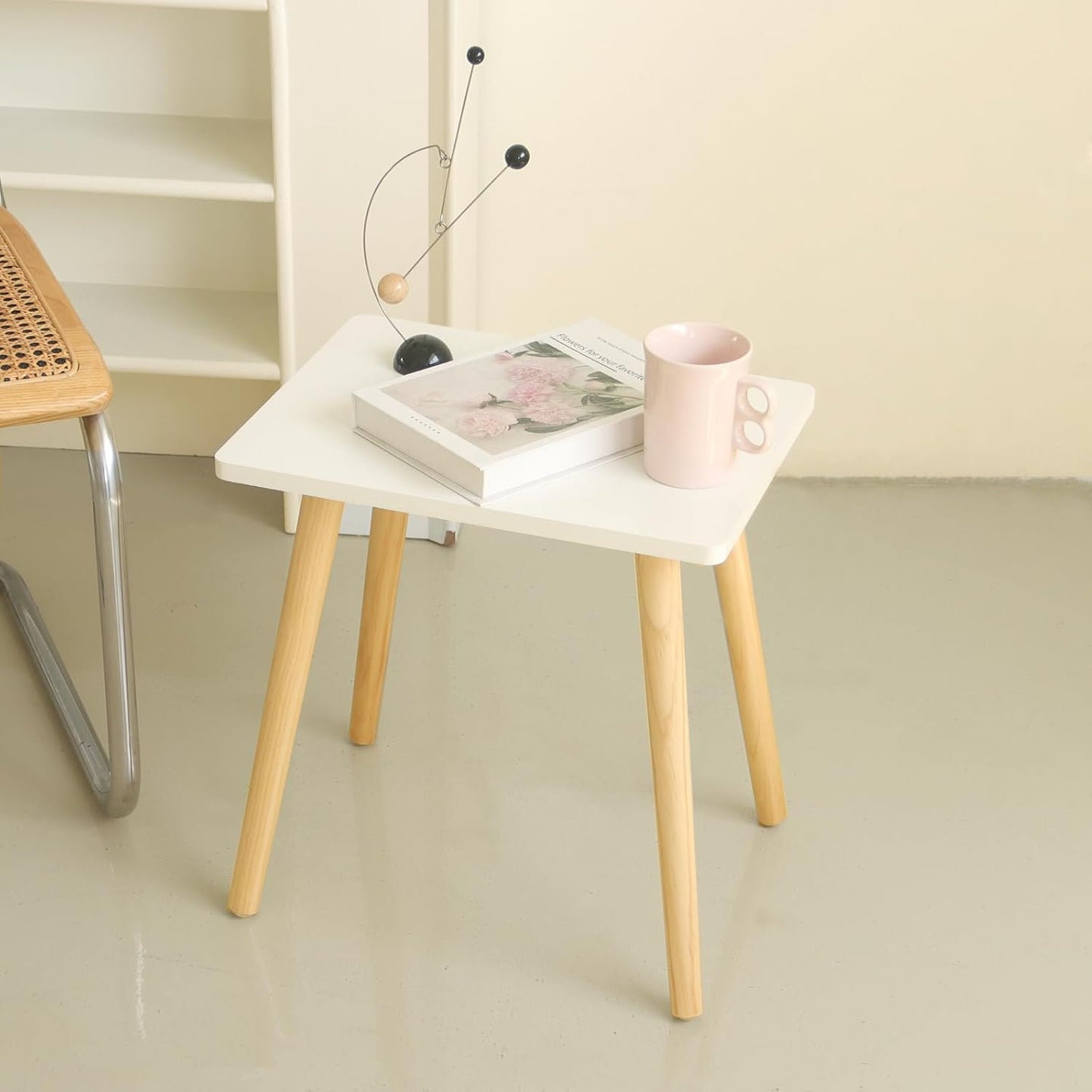 AWASEN Side Table, Small End Accent Table for Living Room Bedroom Office Small Spaces, Modern White