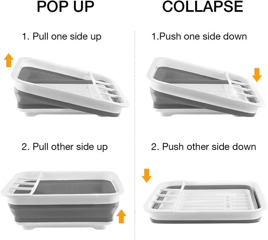 THANSTAR Collapsible Dish Drying Rack Portable Dinnerware Drainer Organizer for Kitchen RV Campers