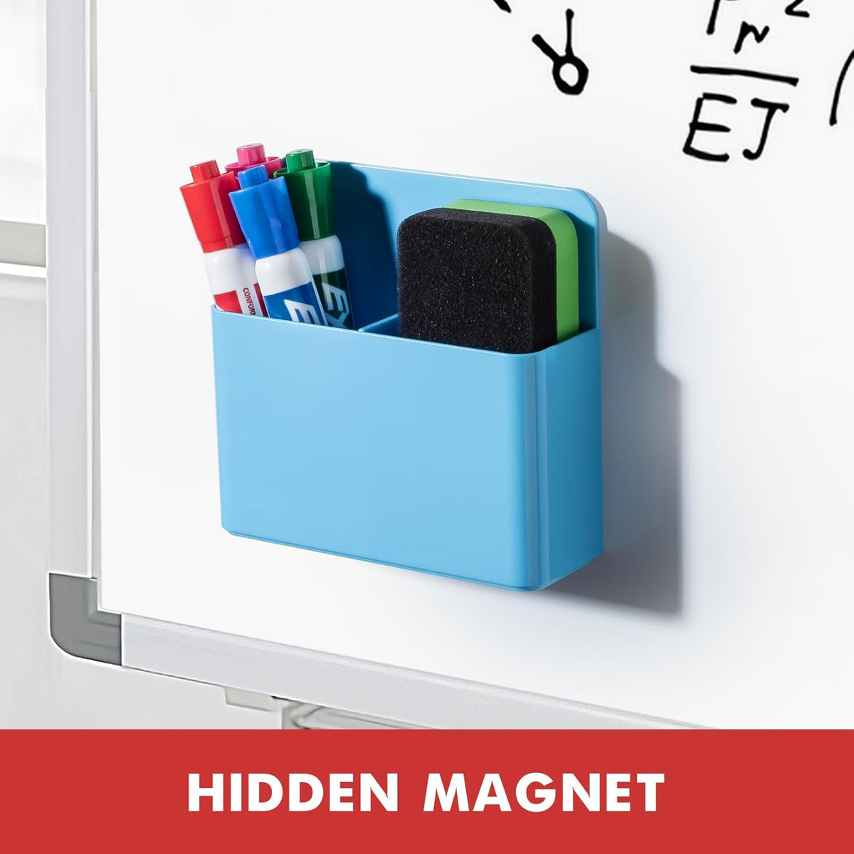 BEYGORM 2 Pack Plastics Magnetic Pen Holder for Refrigerator, Dry Erase Marker Holder for