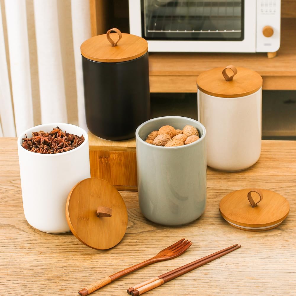 Large Ceramic Storage Jars, Modern Elegant Highly Polished Airtight Gorgeous Storage Canisters with