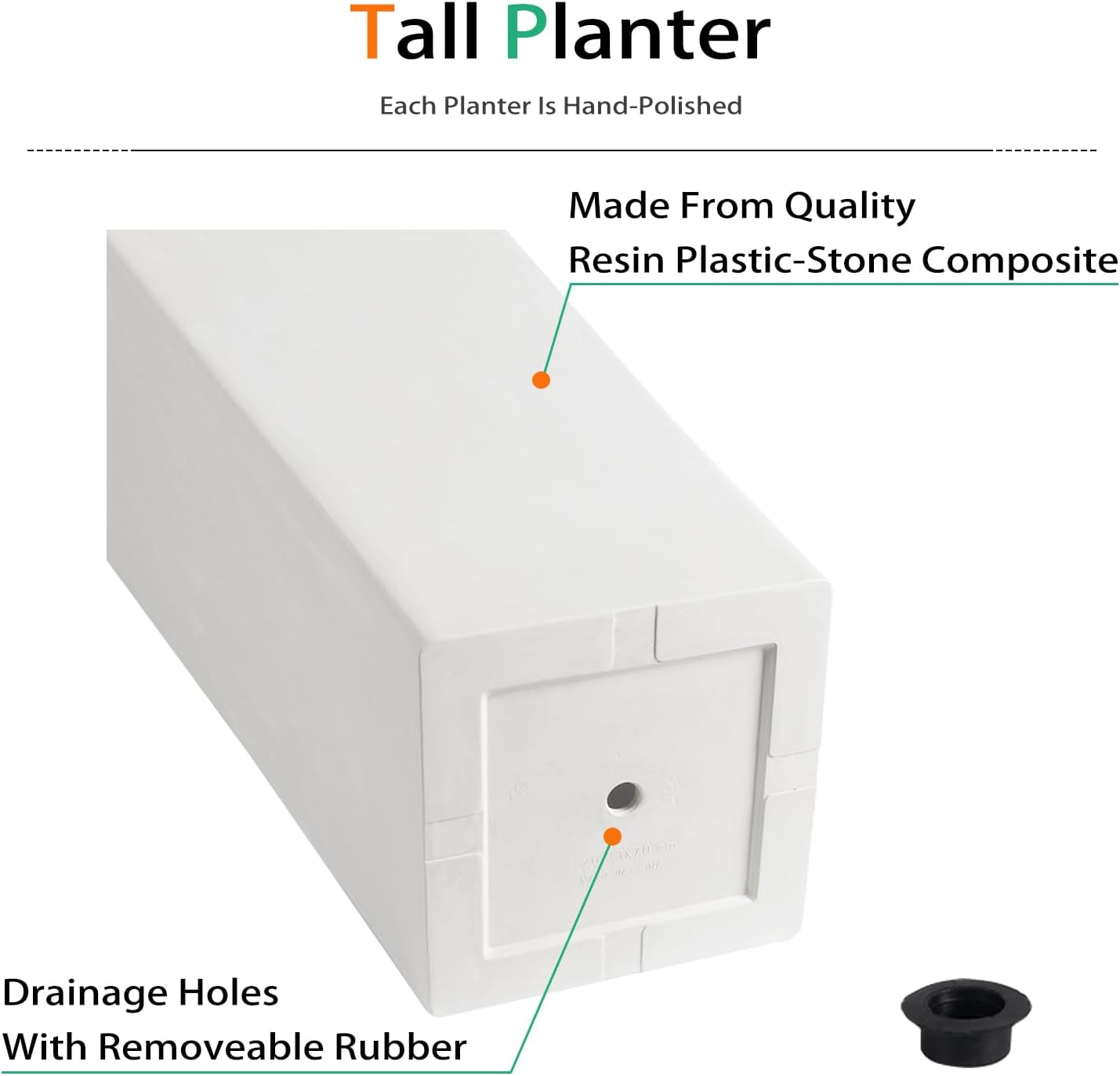 Tall Planters for Outdoor Plants, Large Resin Flower Pots for Garden, Front Porch, Patio, Indoor