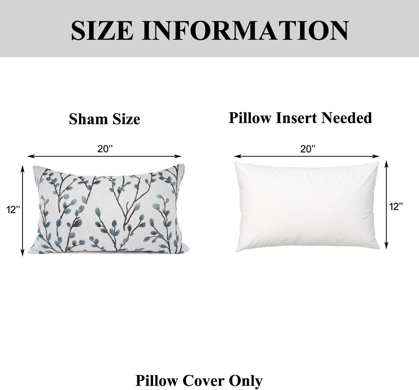 YOUR SMILE Classical Embroidery Jacquard Farmhouse Oblong Rectangle Chenille Teal Leaf Decorative