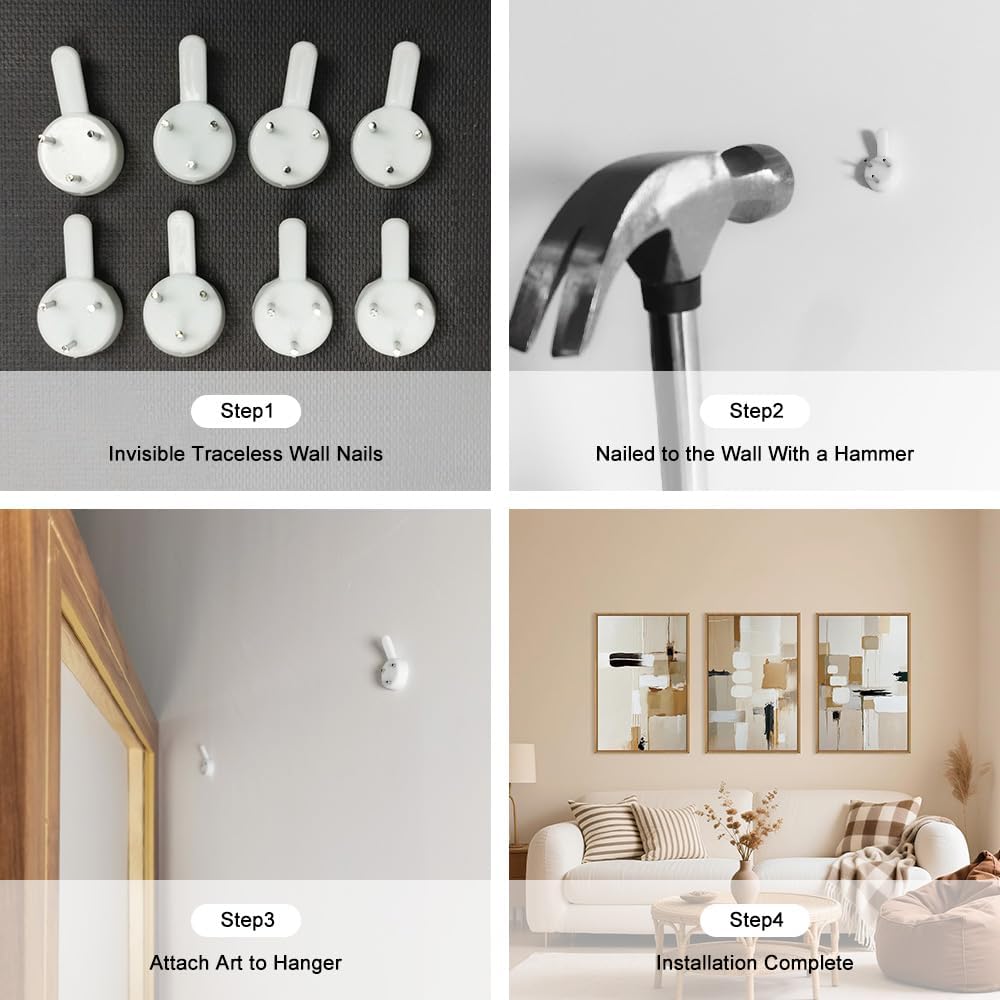 Celestdeco Large Abstract Beige Framed Canvas Wall Art Set, Neutral Textures Wall Decor, Warm