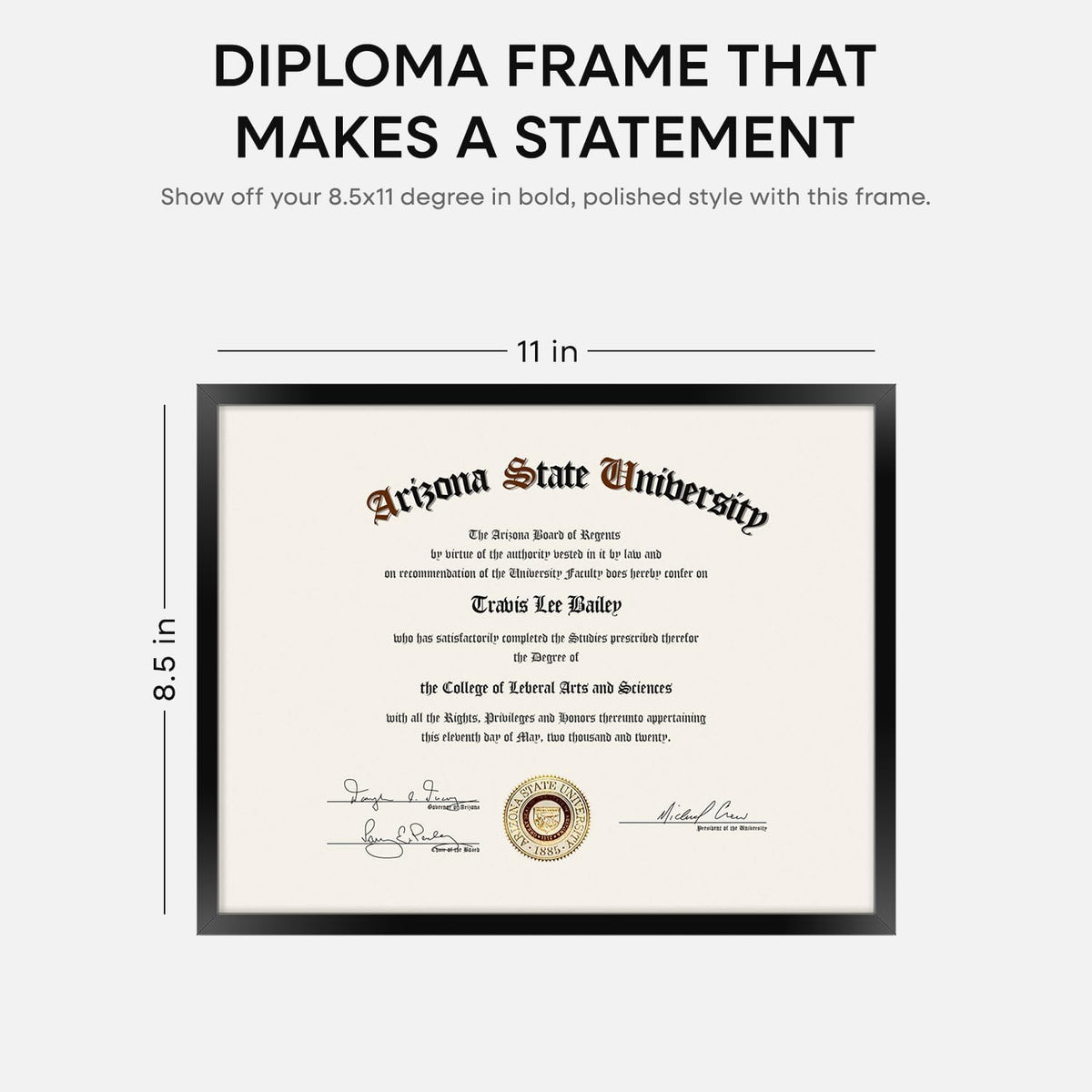 Homeforia Black Diploma Frame 8.5 x 11, High End Metal 8.5x11 Certificate Frames, 11x8.5 inch