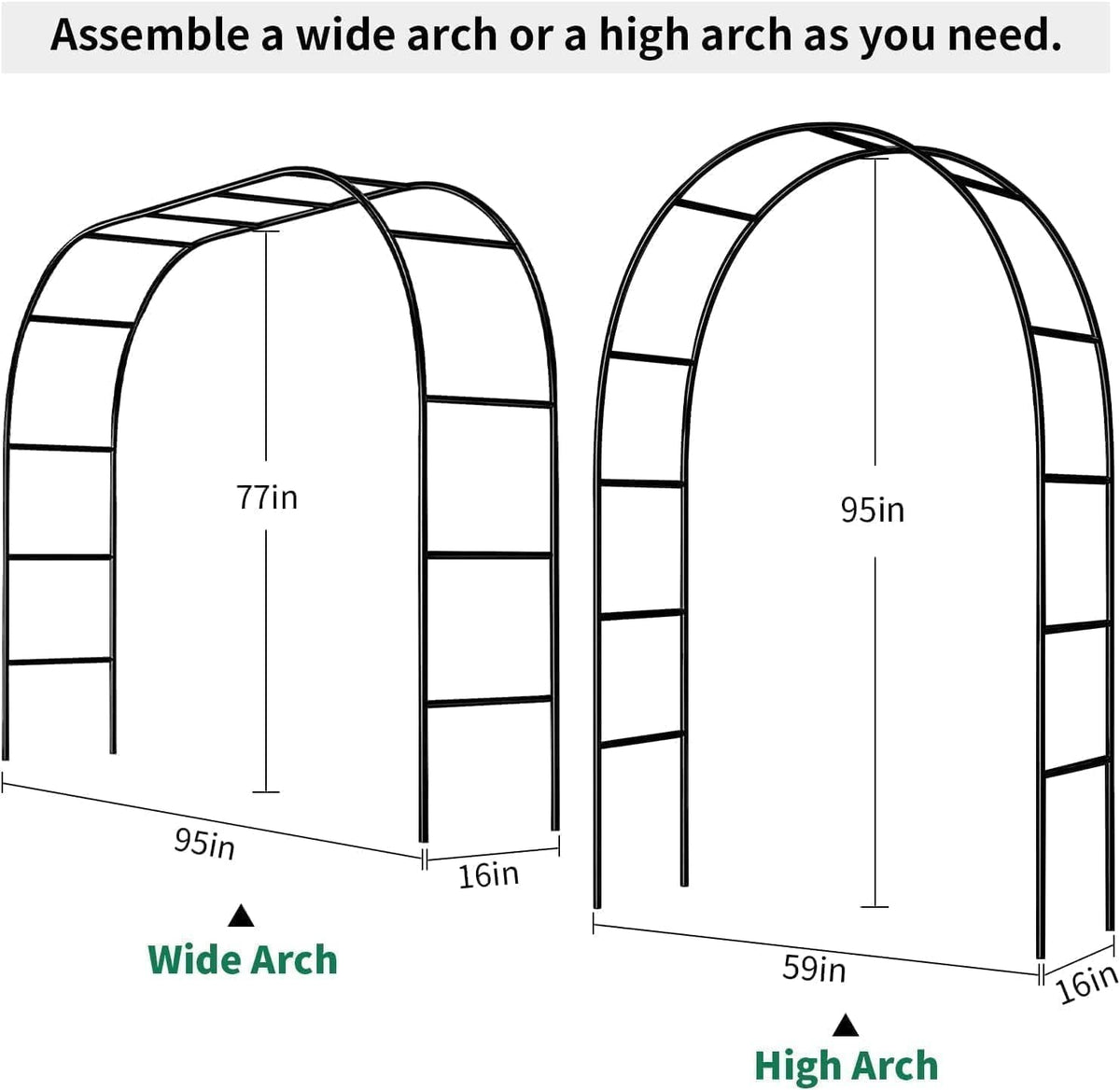 Garden Arch Trellis for Climbing Plants Outdoor Wedding Arches for Ceremony Black Metal Garden