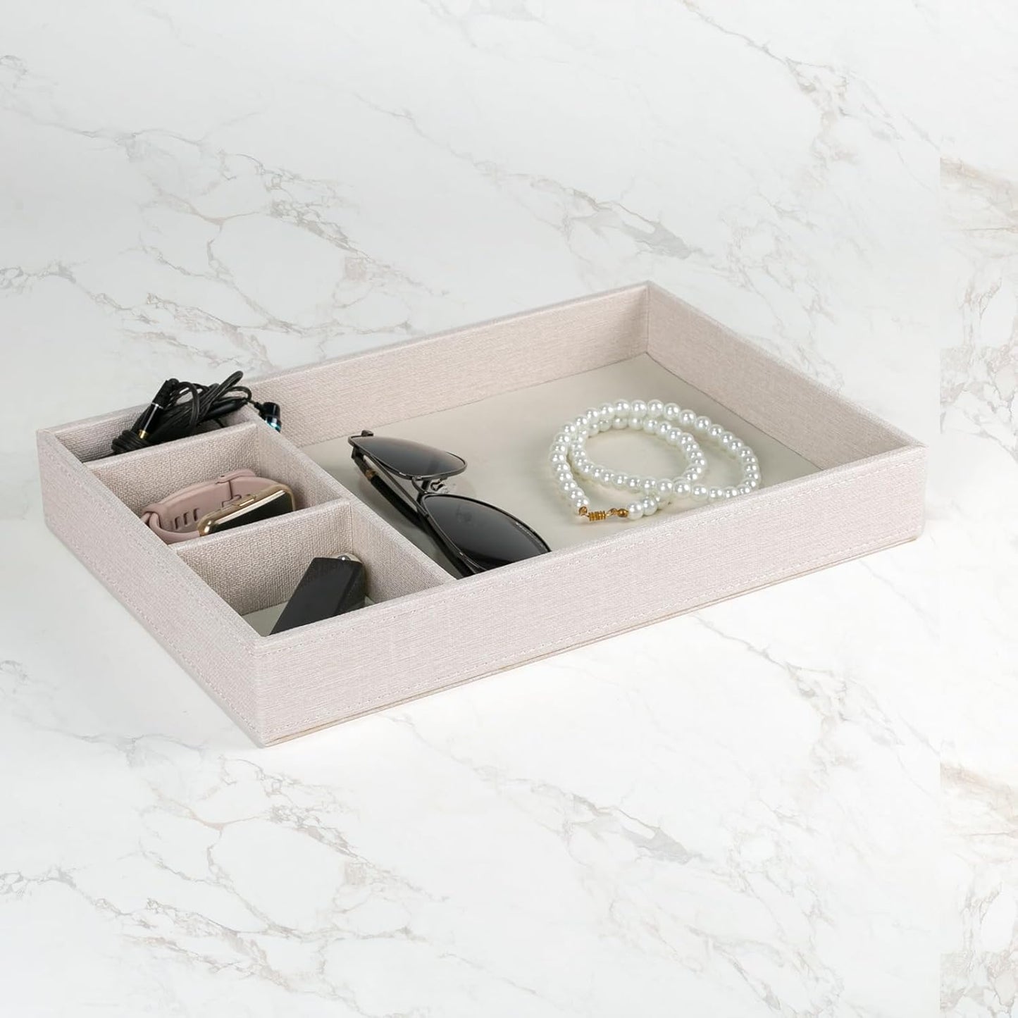 Desktop Storage Organizer, Nightstand or Dresser Organizer, Valet Tray, Entry Table Organizer, 4