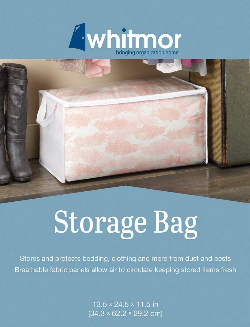 Whitmor 50L Foldable Clear Underbed Storage Bags, Thick Vinyl Closet Organizer with Reinforced