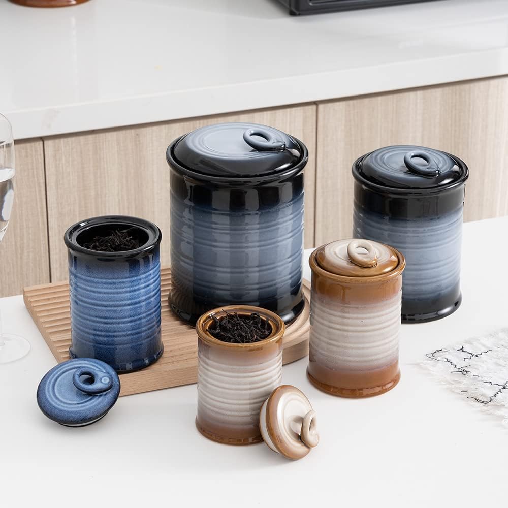 Nihow Ceramic Food Storage Jar Sets: Container with Air Tight Ceramic Lid for