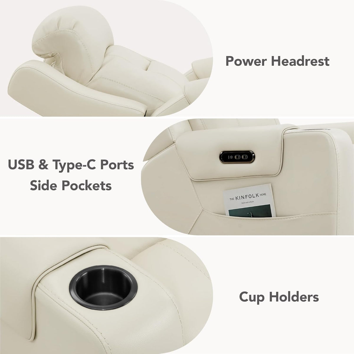 Watson & Whitely Genuine Leather Power Recliner Chairs for Adults, Lay Flat Recliner with Power