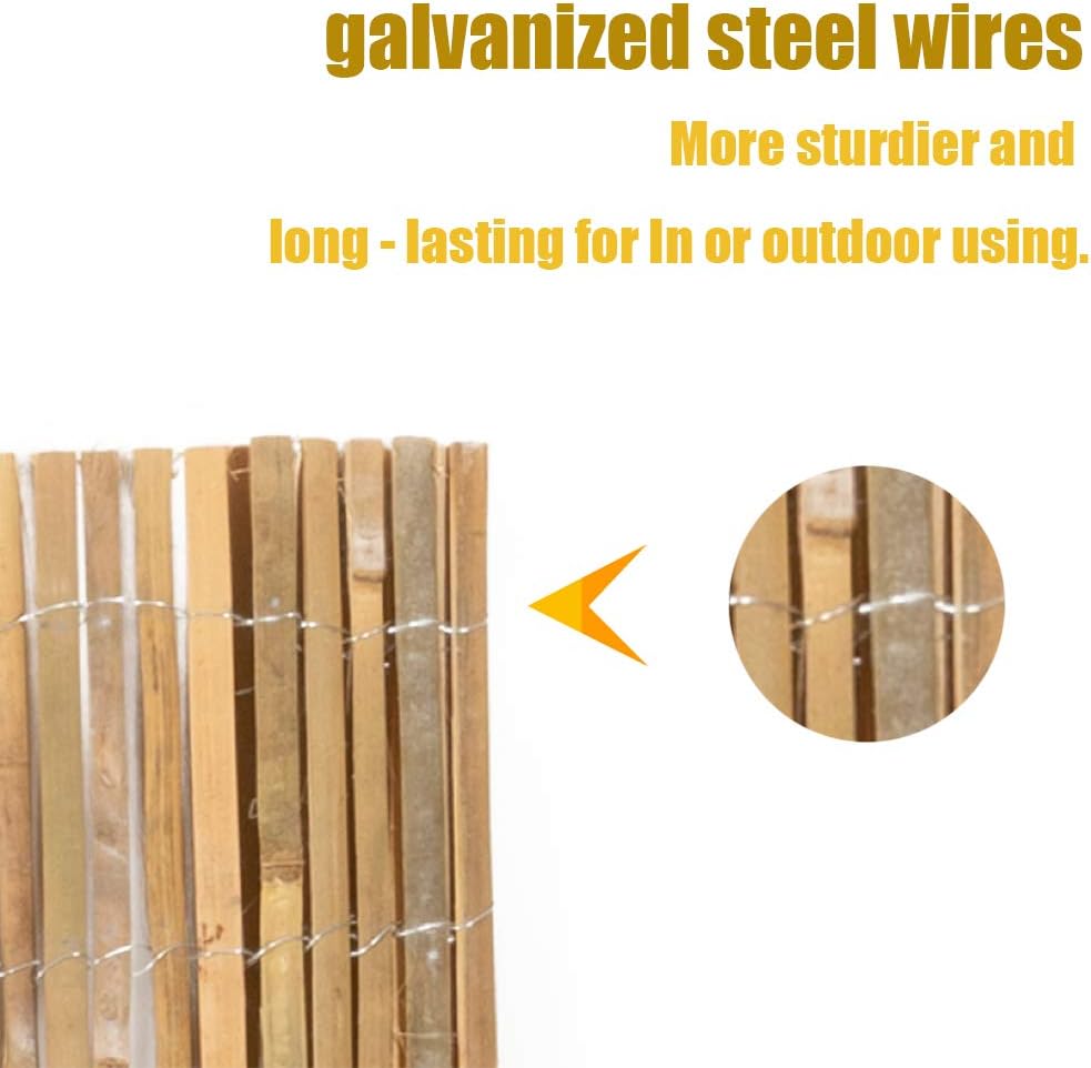 Mininfa Natural Bamboo Slat Screening, Eco-Friendly Privacy Slat Fence, Bamboo Screen Panel Roll