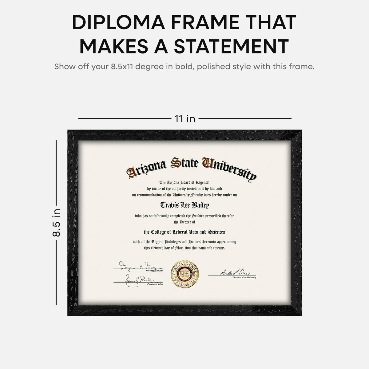 Homeforia 8.5x11 Diploma Frame Black Wood, High End Oak 8.5 x 11 Certificate Frames, 11x8.5 Black
