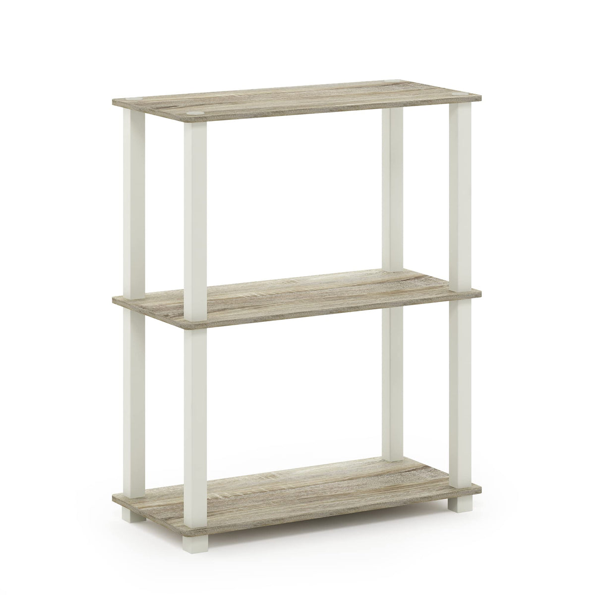 Furinno TURN-S-TUBE Storage Shelves, 3-Tier Book Shelf, Corner Shelf, Toolless Open Shelves, for