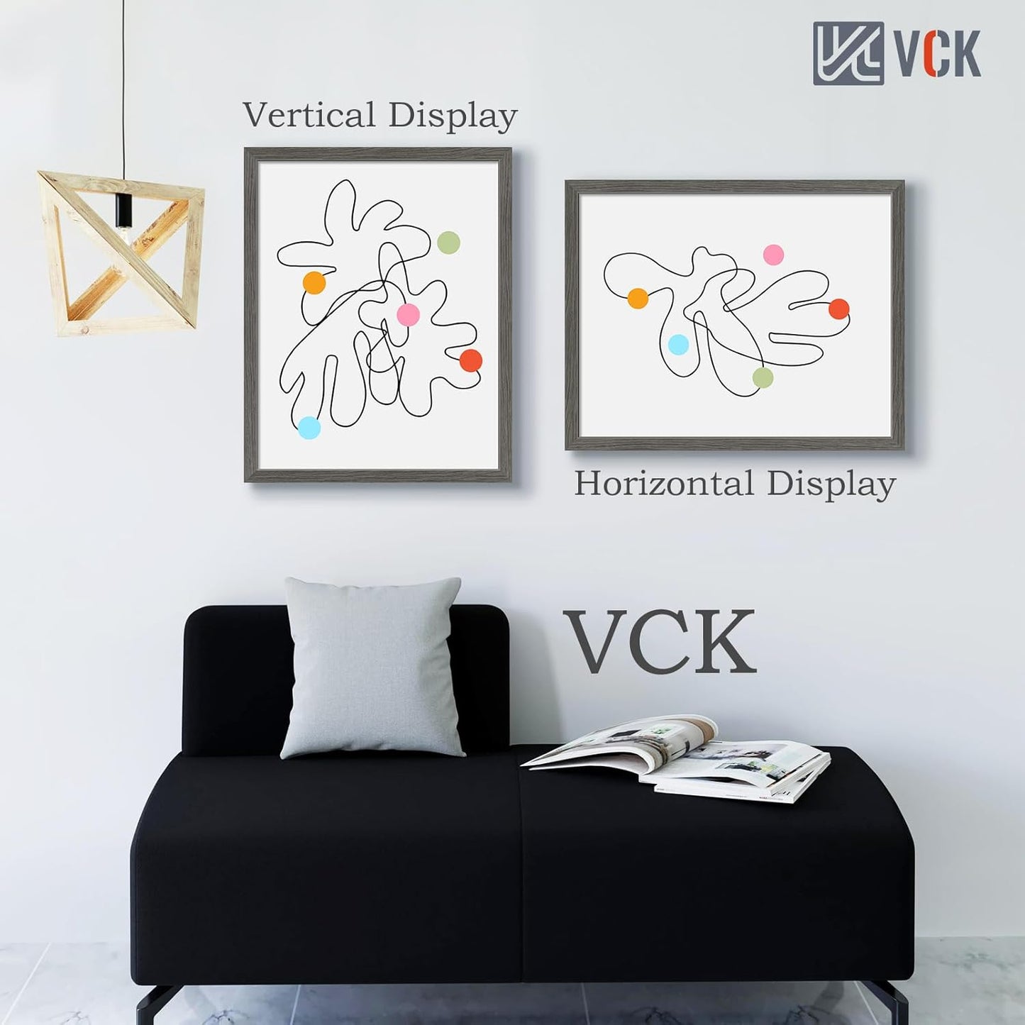 VCK 22x28 Frame Set of 3, Gray Solid Wood Poster Picture Frame, Exclusive Wood Grain, Wall Gallery