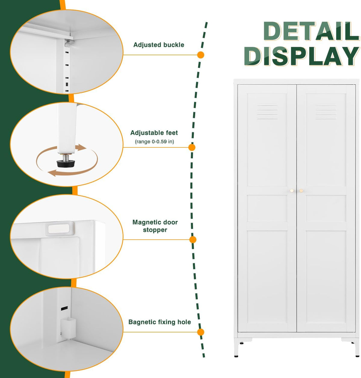 Letaya White Storage Cabinet with Feets-Metal Home Kitchen Pantry Cabinets with Doors and
