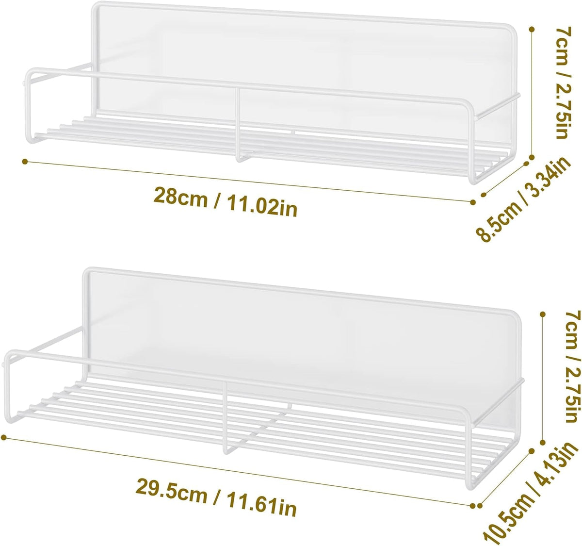 2 Pack White Magnetic Spice Rack Organizer, Space Saver for Refrigerator and Whiteboard, Metal