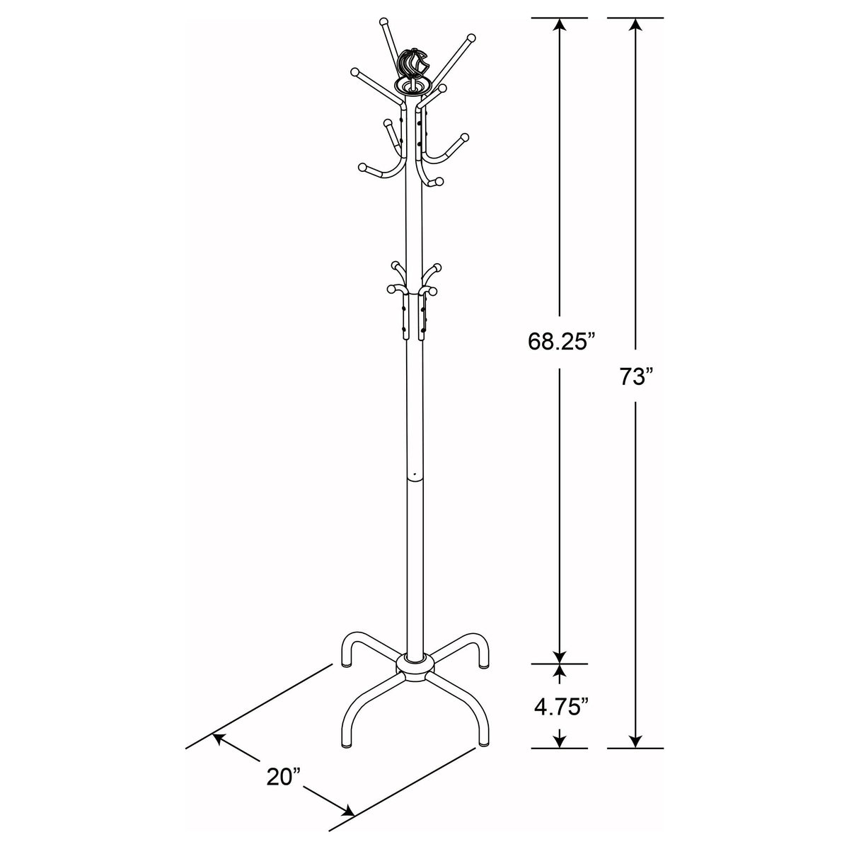 Coaster Home Furnishings - Collier - Metal - 12-Hook Freestanding Coat Rack, Multi-Tier Design with