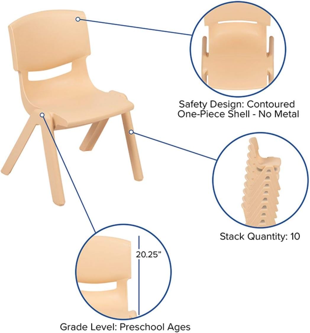Flash Furniture Emmy Adjustable Classroom Activity Table with 6 Stackable Chairs, Plastic Activity