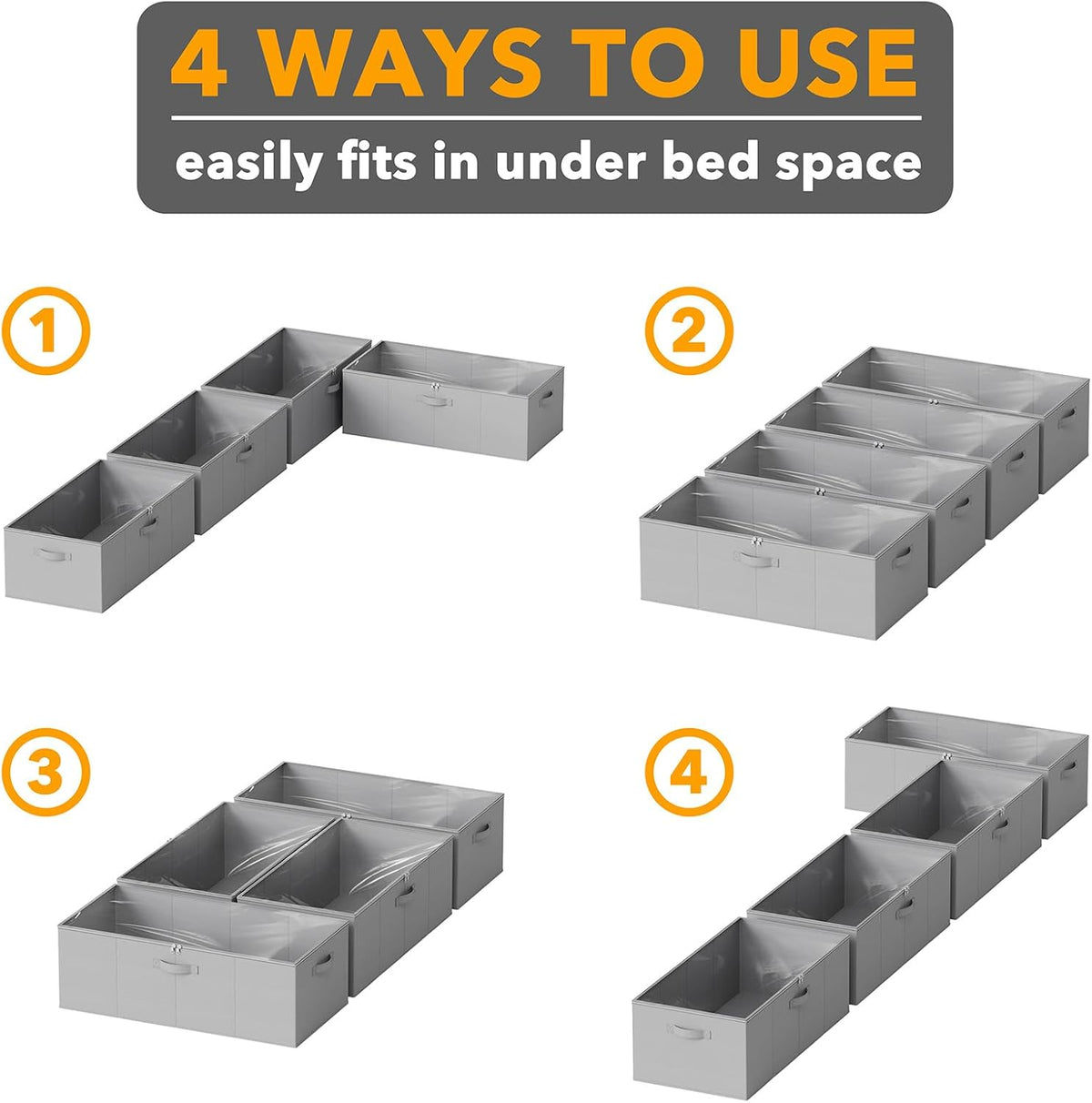 SpaceAid 4 Pack 10" High Under Bed Storage Containers, Large Underbed Storage Organizer Bins with