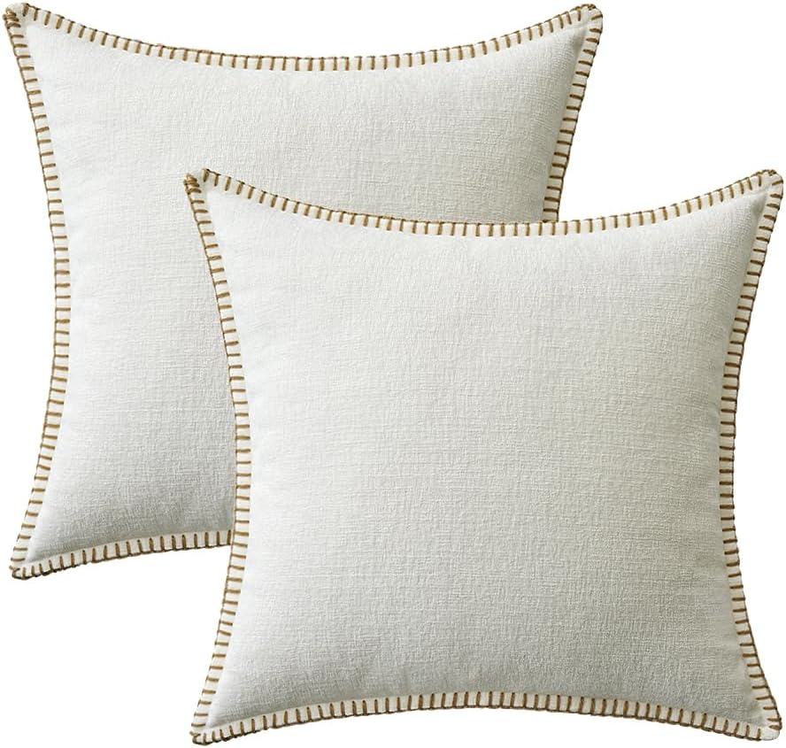 MIULEE Pack of 2 Christmas Pillow Covers 18x18 Inch Pure White Farmhouse Decorative Throw Pillow