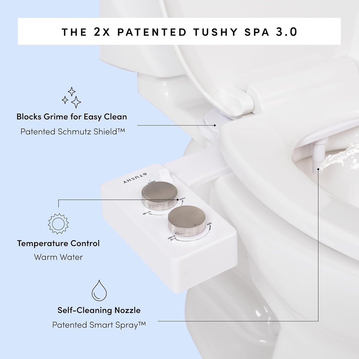 TUSHY Spa Warm Water Bidet Attachment for Toilet. Universal Fit, Easy Install (Requires Sink Access
