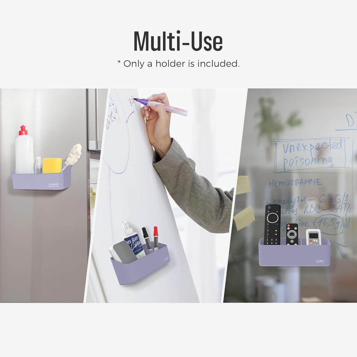 loukin Magnetic and Adhesive Marker Holder, Dry Erase Accessory Tray, Magnetic Storage Organizer