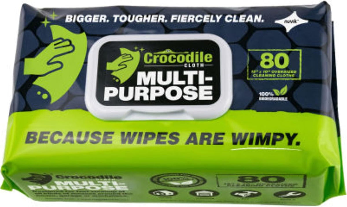 Crocodile Cloth All-Purpose Cleaning Wipes – 8 Pack/640 Total Count, 15"x10" Extra Large