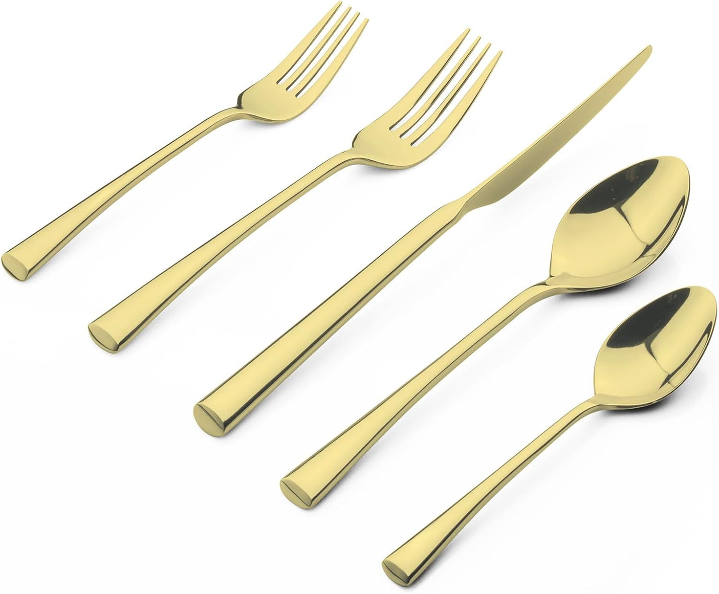 Alata Bailey Champagne Gold 20-Piece Forged Stainless Steel Flatware Set Cutlery Set, Service for