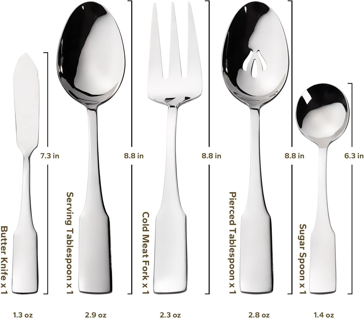 Alata Kate 65-Piece Silverware With Utensil-Serving Set, Service for 12, Stainless Steel Flatware