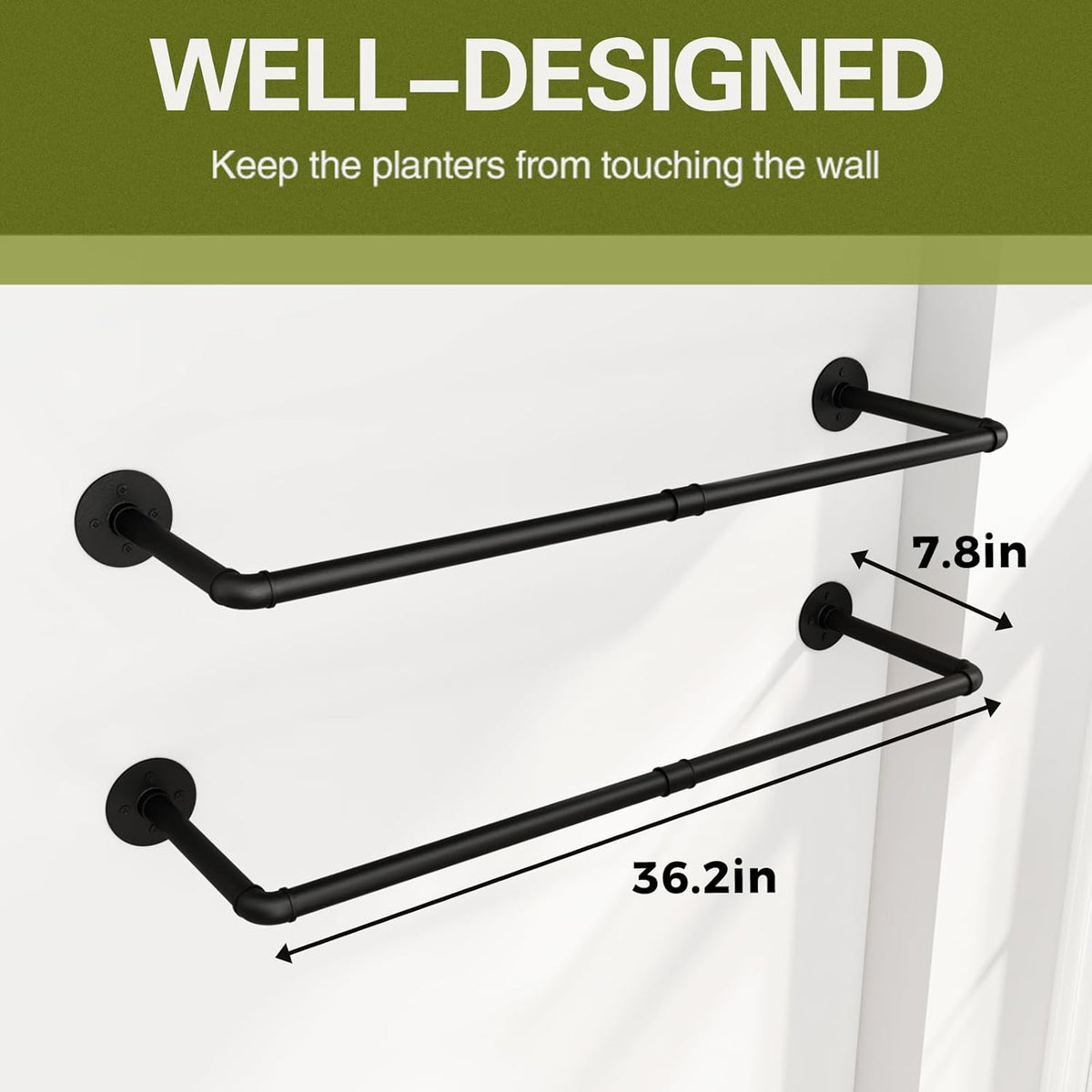 2Pc Hanging Planters for Indoor Plants Plant Hanger Indoor Hanging Plant Holder Black Metal