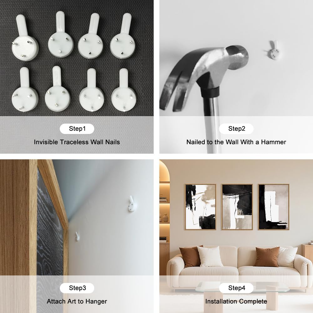 Black White Brown Framed Canvas Wall Art Set, Neutral Geometric Wall Decor, Modern Abstract Wall
